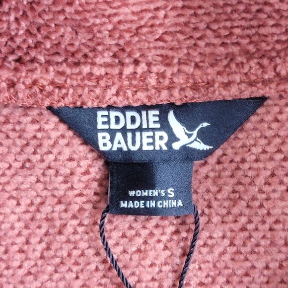 Eddie Bauer Sweater Womens Small Rust 1/4 Button Up Fleece Pullover EB006400 - Picture 10 of 13
